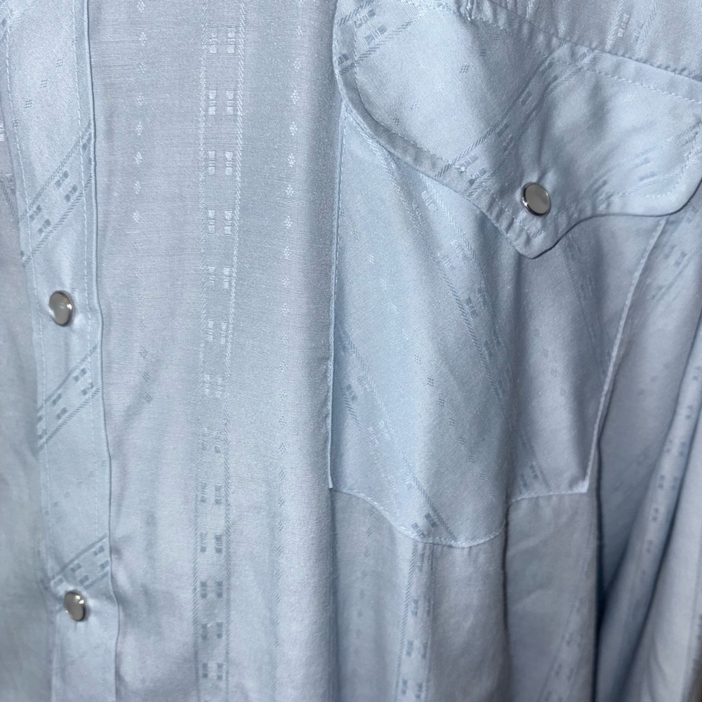 Vintage Western Blue Pearl Snap Shirt XLT - Picture 5 of 9